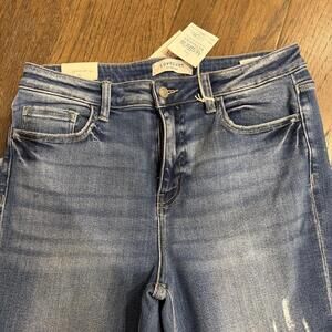 NWT Lovervet High Rise Kick Flare Jeans Medium Wash Raw Hem 30/11